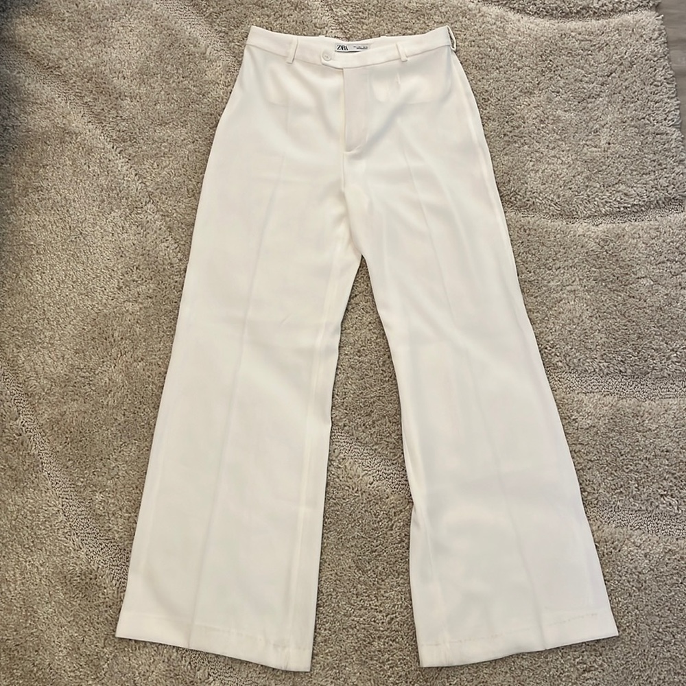 White Zara High-Waisted Straight Slacks - Never Worn